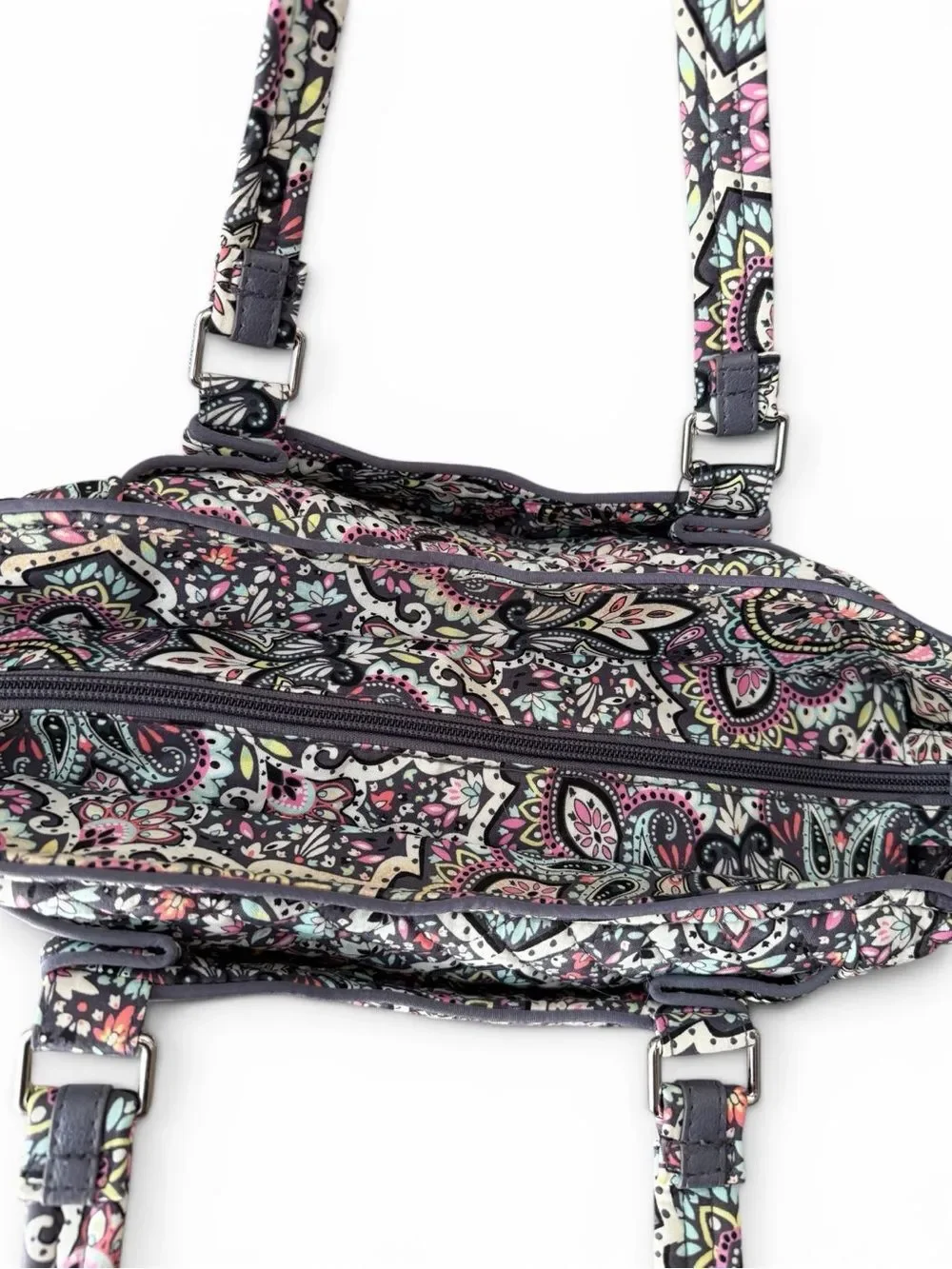 Vera Bradley Black Paisley Quilted Tote “Bonbon Paisley”